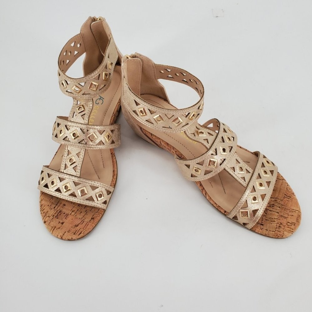 Andrew Geller Ideana Sandal Gold Metallic Size 7.5